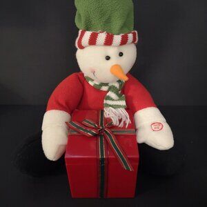 Unbranded Animated Singing Snowman w/ Plastic Present Box Green & Red 2008